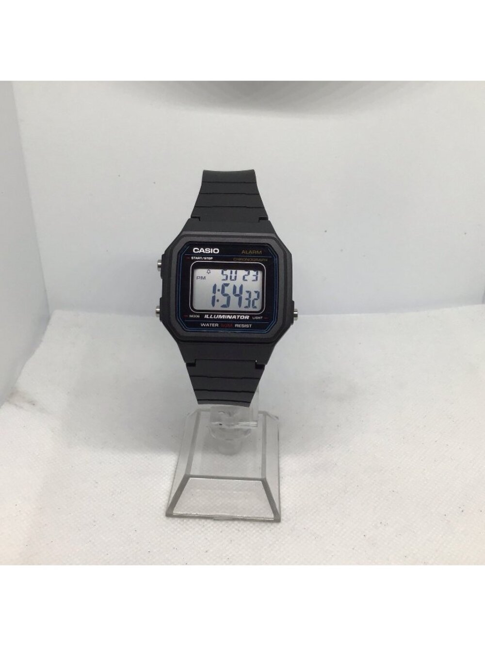 Casio Classic Digital Watch W217H-1AV Men's Blue Accent Square Case Black